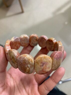 Natural Pink-Brown Coral Stone Stretch Bracelet